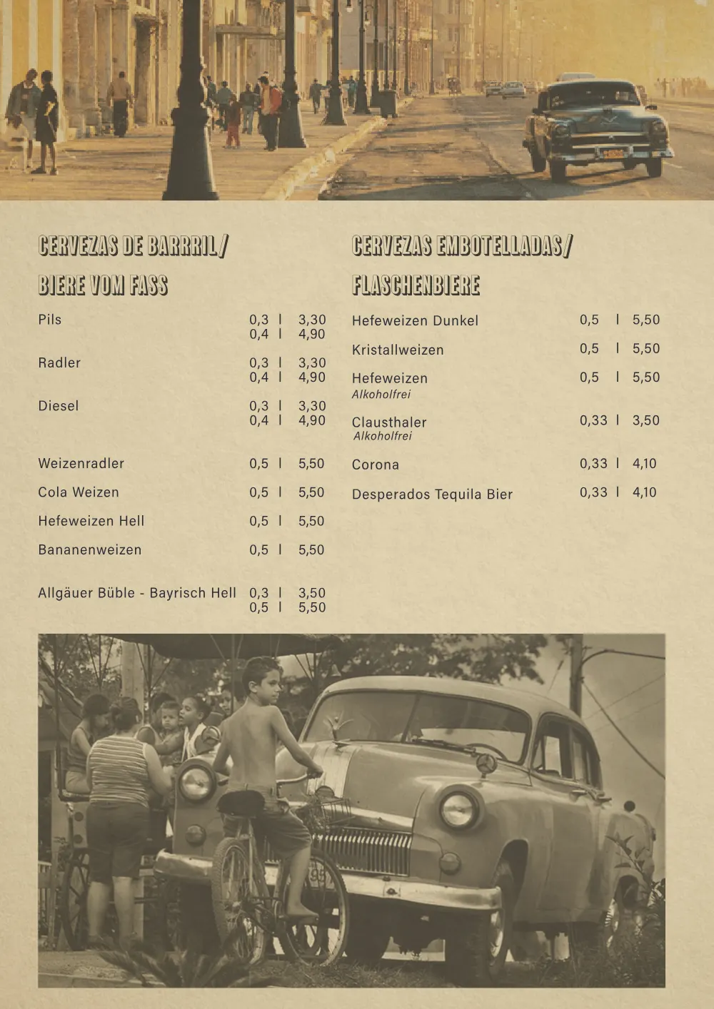 Santiago Speisekarte Seite 3: Alkoholfreie Getraenke