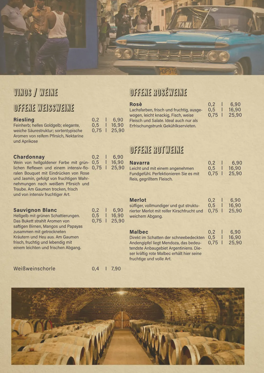 Santiago Speisekarte Seite 5: Sekt und Spirituosen