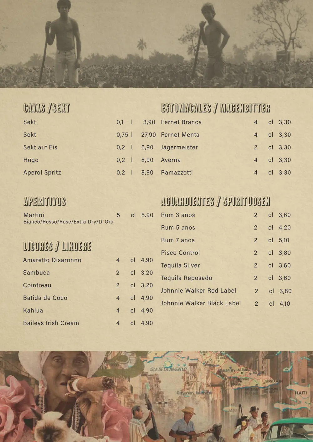 Santiago Speisekarte Seite 6: Longdrinks