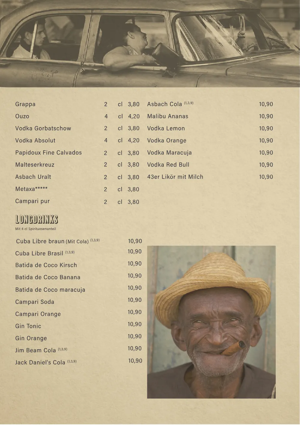 Santiago Speisekarte Seite 7: Alkoholfreie Cocktails