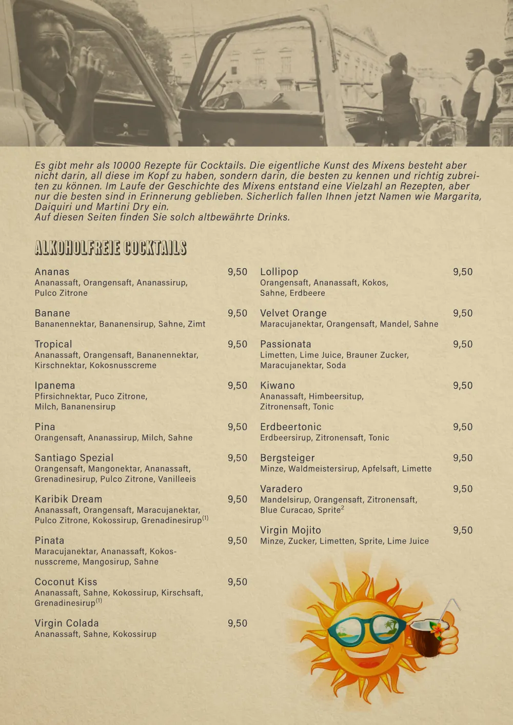 Santiago Speisekarte Seite 8: Margarita und Daiquiri