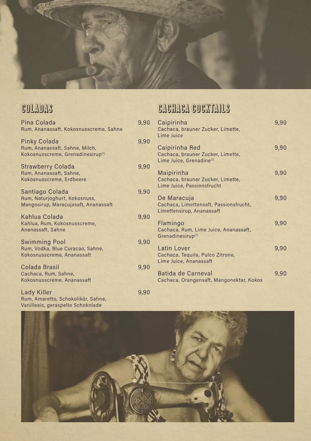 Santiago Speisekarte Seite 12: Classics, Sours und XL Cocktails