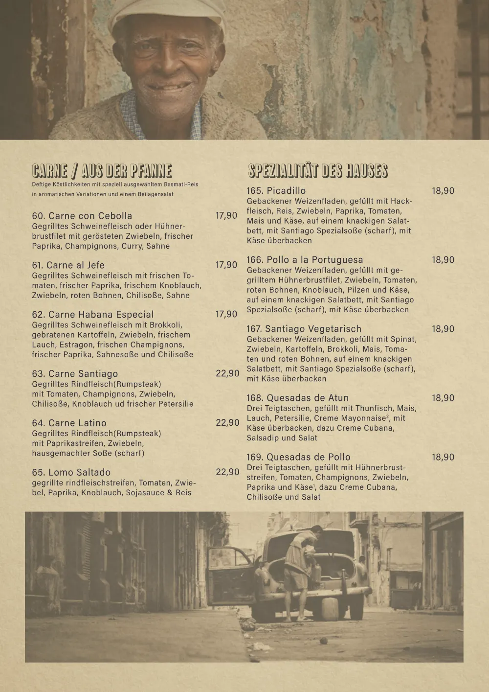 Santiago Speisekarte Seite 16: Rodando und Auflauf